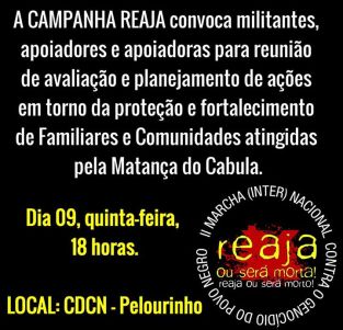 Flyer convida a sociedade para debate contra a matança da polícia petista na Bahia. Clique para saber mais